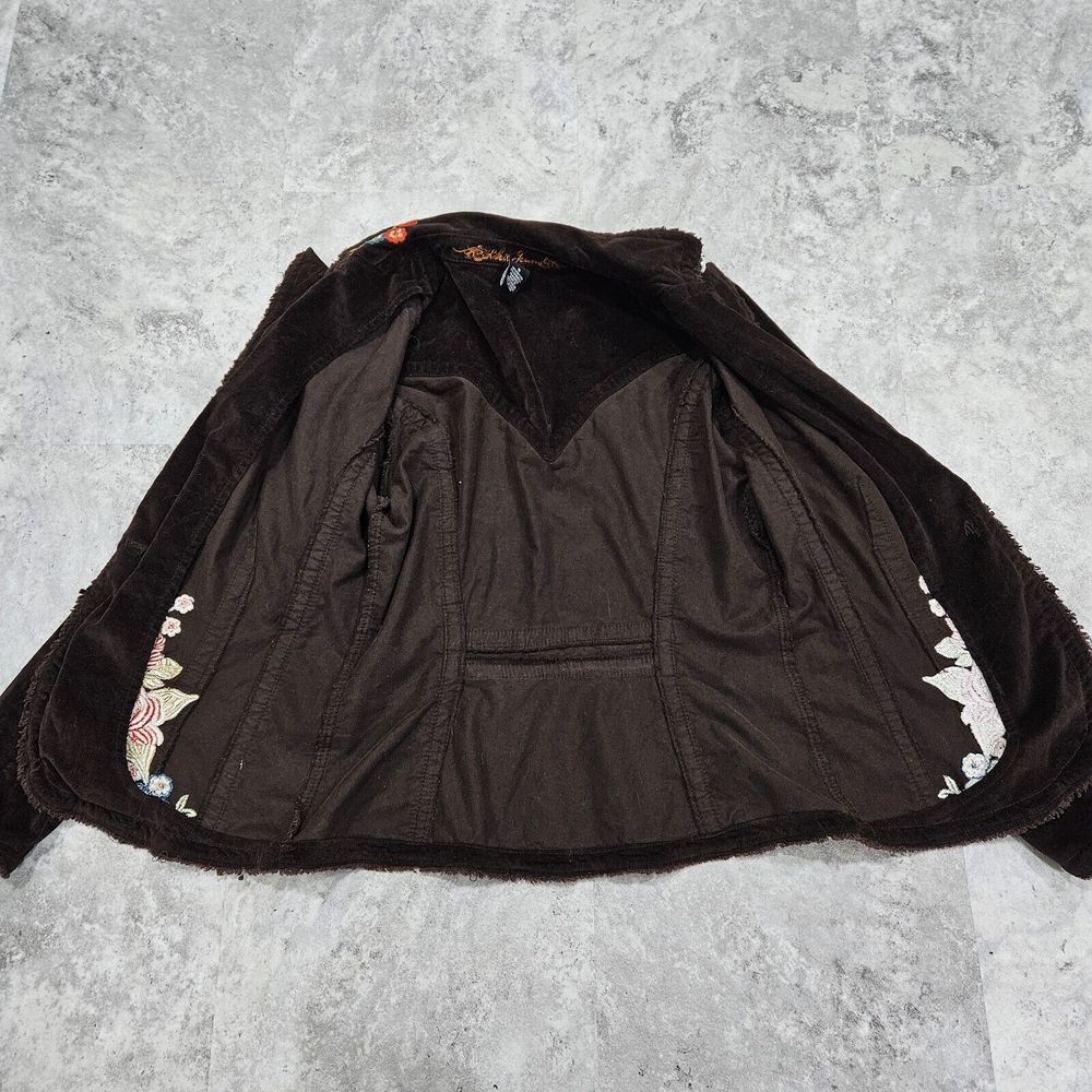 Vintage Y2k Kitkit Jeans Embroidered Brown Corduroy Jacket Shabby Chic Medium - Picture 2 of 16